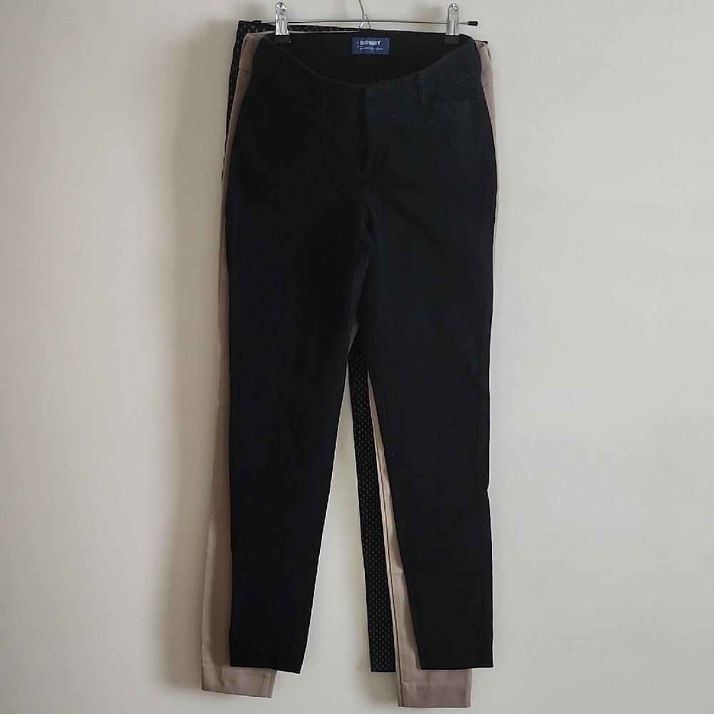 Old Navy Pixie Pant Black, Tan, Navy Diamond Chino Set Of 3 Pairs Size 6 Tall